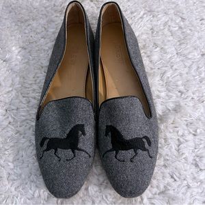 J Crew Women's Gray Addie Gallop Loafers Flats SZ 8.5